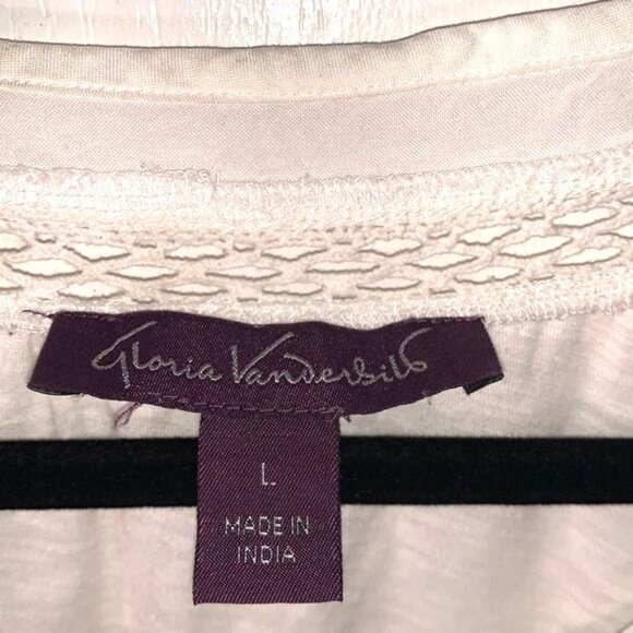 Gloria Vanderbilt Womens White Embroidered V-Neck Top L - Picture 4 of 11